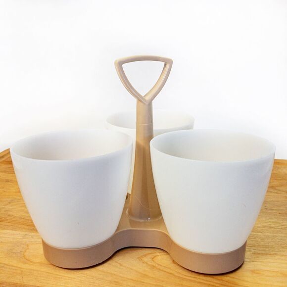 VTG Tupperware 3-Cup Condiment Caddy (757) in Almond - Picture 1 of 6